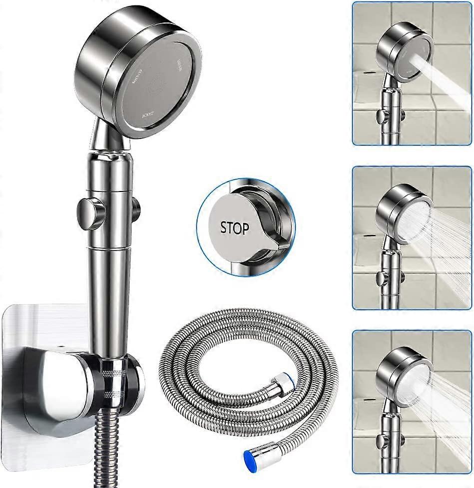 Handbrause Handbrause mit 1,5 m Edelstahlschlauch und Halterung, 3 Strahlarten