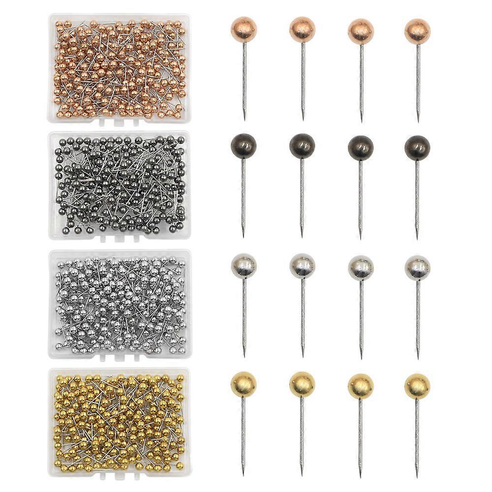 800 Pieces Head Map Push Pins Map Thumbtack Head Pin Tacks Push Pins for Cork Board, Fabric Marking, Metal Round Head