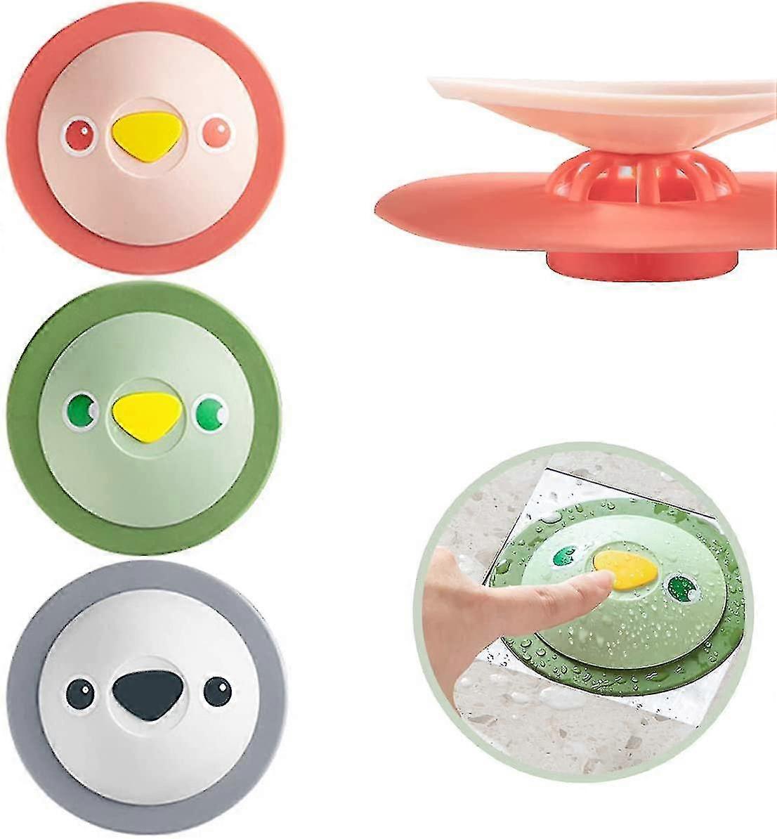 3pcs General Purpose Silicone Drain Strainers Cute Cartoon Shape
