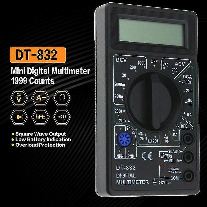 1999 Dt-832 Digital Multimeter Ac/dc Amp Counts Volt Ohm Tester Voltmeter Ammeter Multimeter Yellow