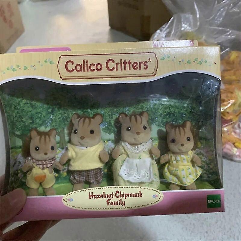 Authentic Japanese Sambel family play house toy doll squirrel family brand new color box gift.