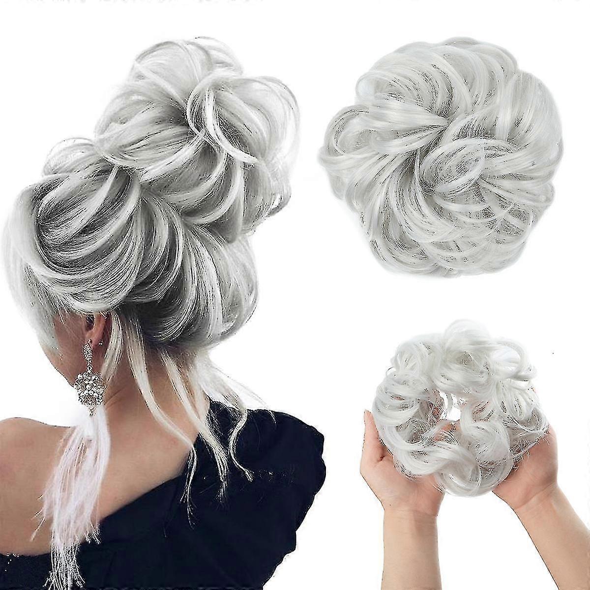 synthetic hair bun extensions messy curly elastic hair scrunchies hair