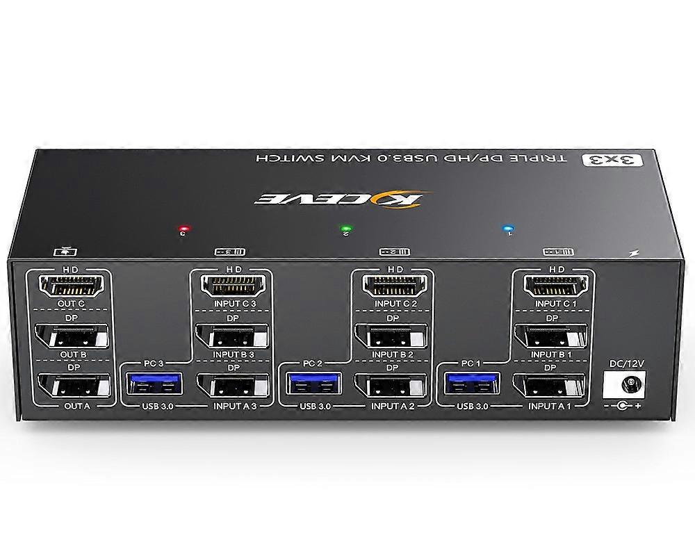 KVM Switch 3 Monitors 3 Computers 8K@60Hz 4K@144Hz