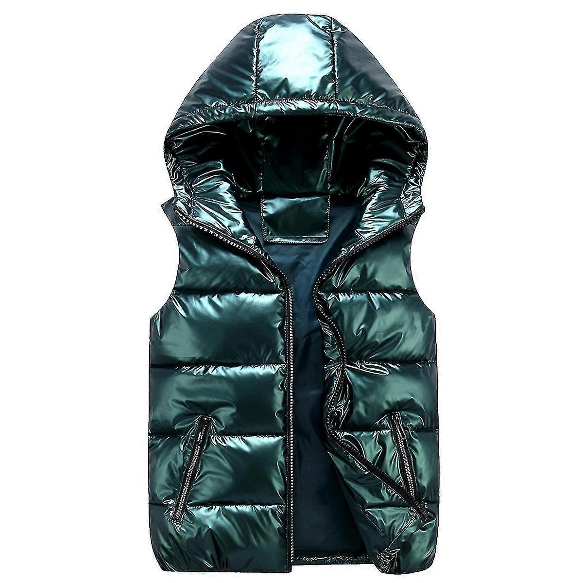 Unisex Shiny Waterproof Sleeveless Jacket Lightweight Puffer Vest