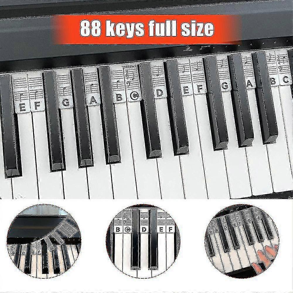Removable Piano Keyboard Note Labels Reusable Silicone 88 Keys Piano Notes Guide Stickers