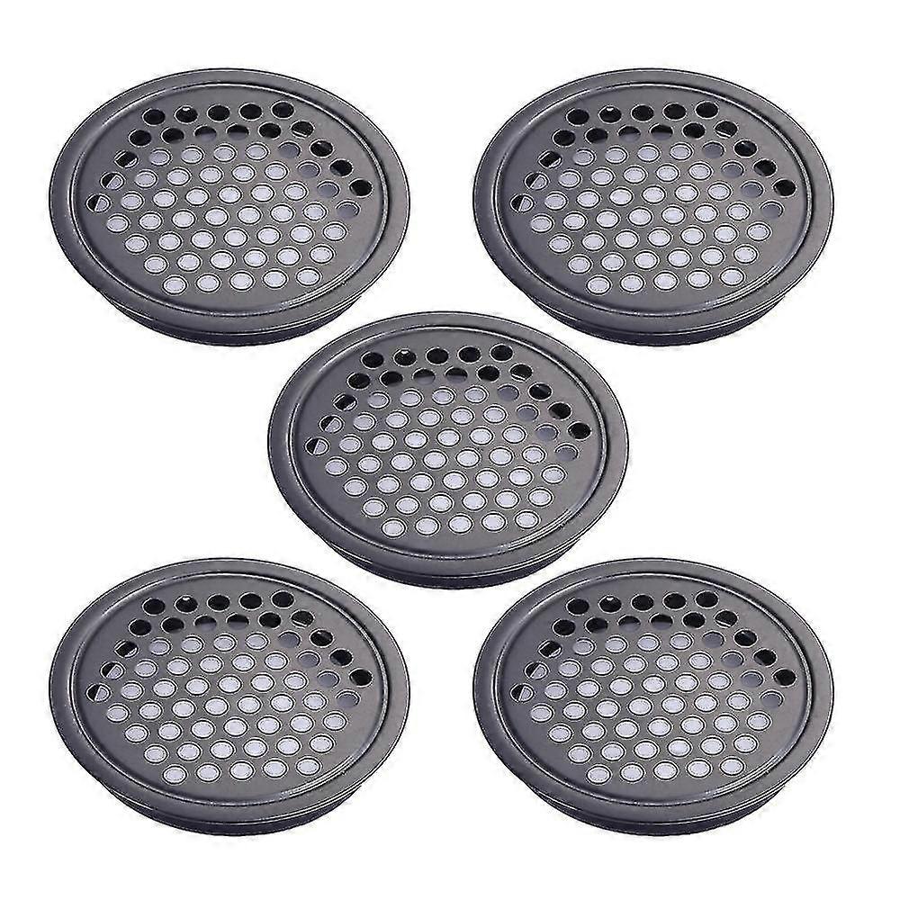 5stk rustfritt stål Air Vent Louver, svart Round Mesh Hole Soffit Vent For kjøkken, bad, skap