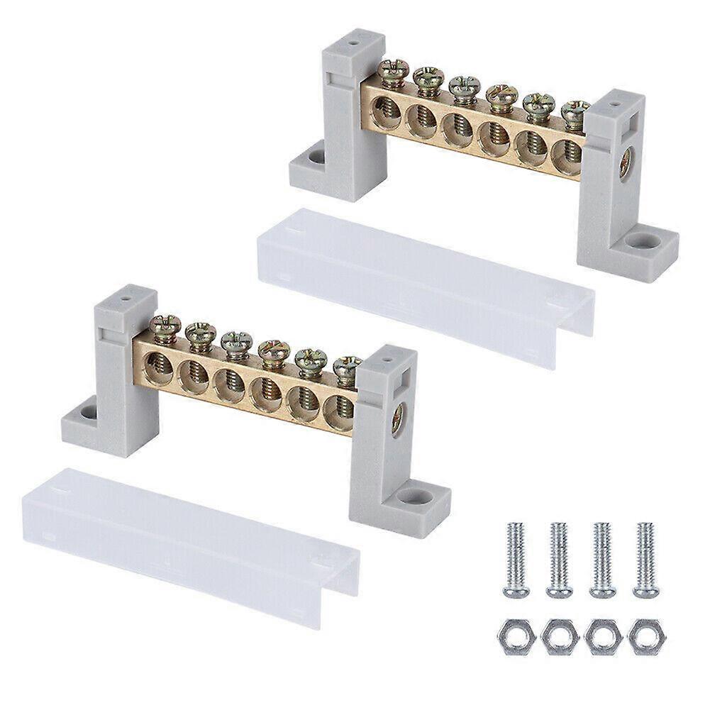 6-hole Brass Wire Connection Bar Wear-resistant Wire Distribution Earthing Block for Vehicle