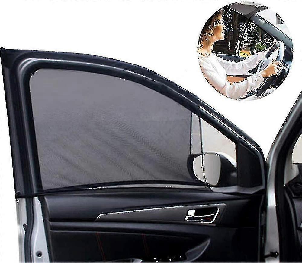 Car Front Window Sun Shade - 2 Pack Breathable Mesh Car Side Window Shade Sunshade Uv Protection For Driver Family Pet On Front Seat, Car Ain With Two