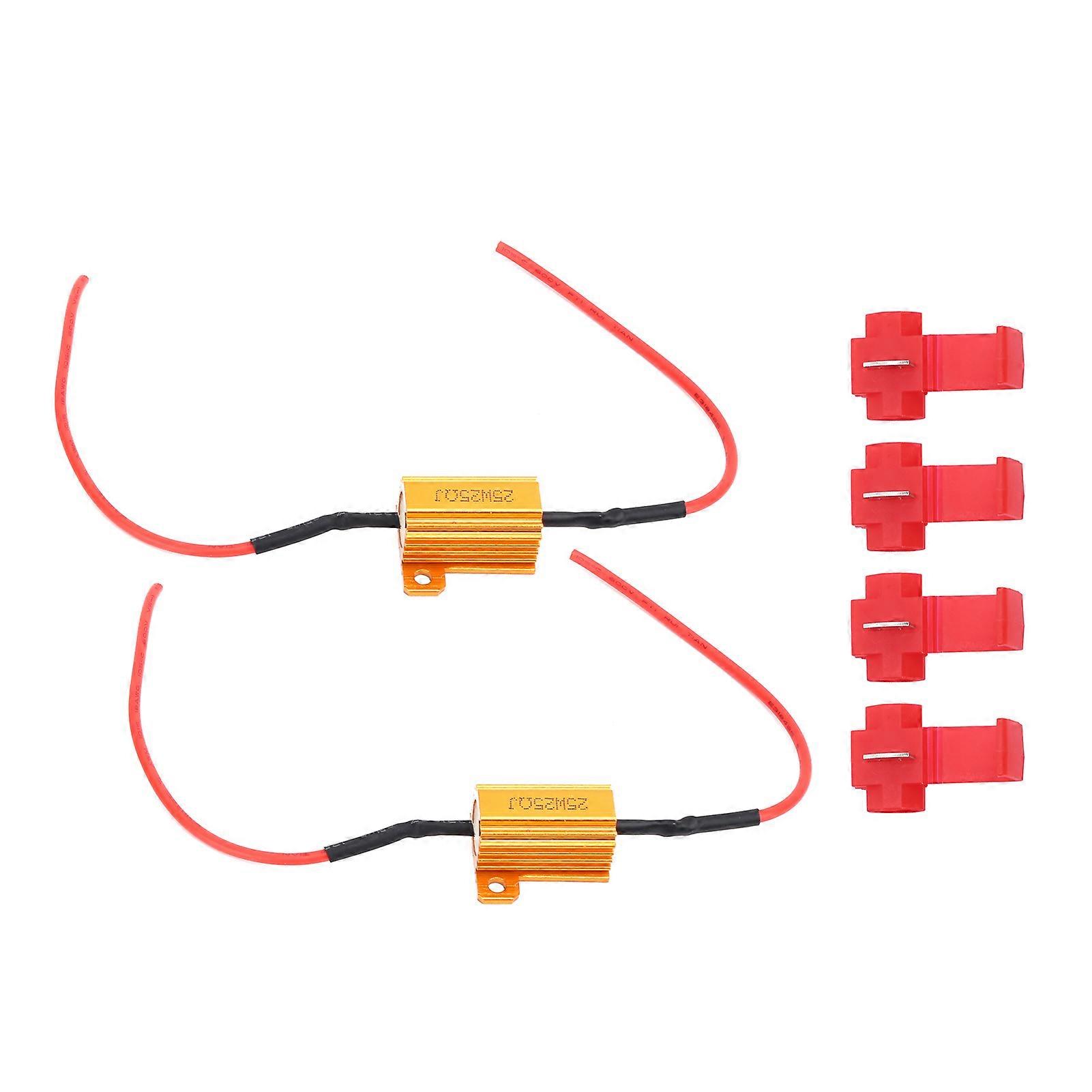 2pcs 25W LED Decoder 25 Load Resistor Warning Blinker Error Free Canceller for Car Headlight DRL
