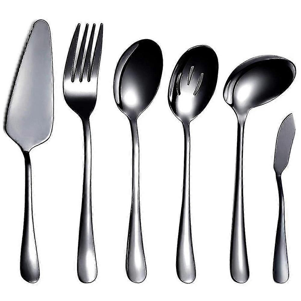 6-piece Serving Flatware Silverware Set, Serving Utensil Set,include Cake Server, Slotted Serving S