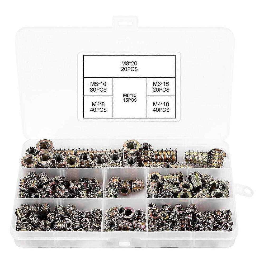 Threaded Inserts Nuts, Wood Insert Assortment Tool Kit, (165 Pcs)