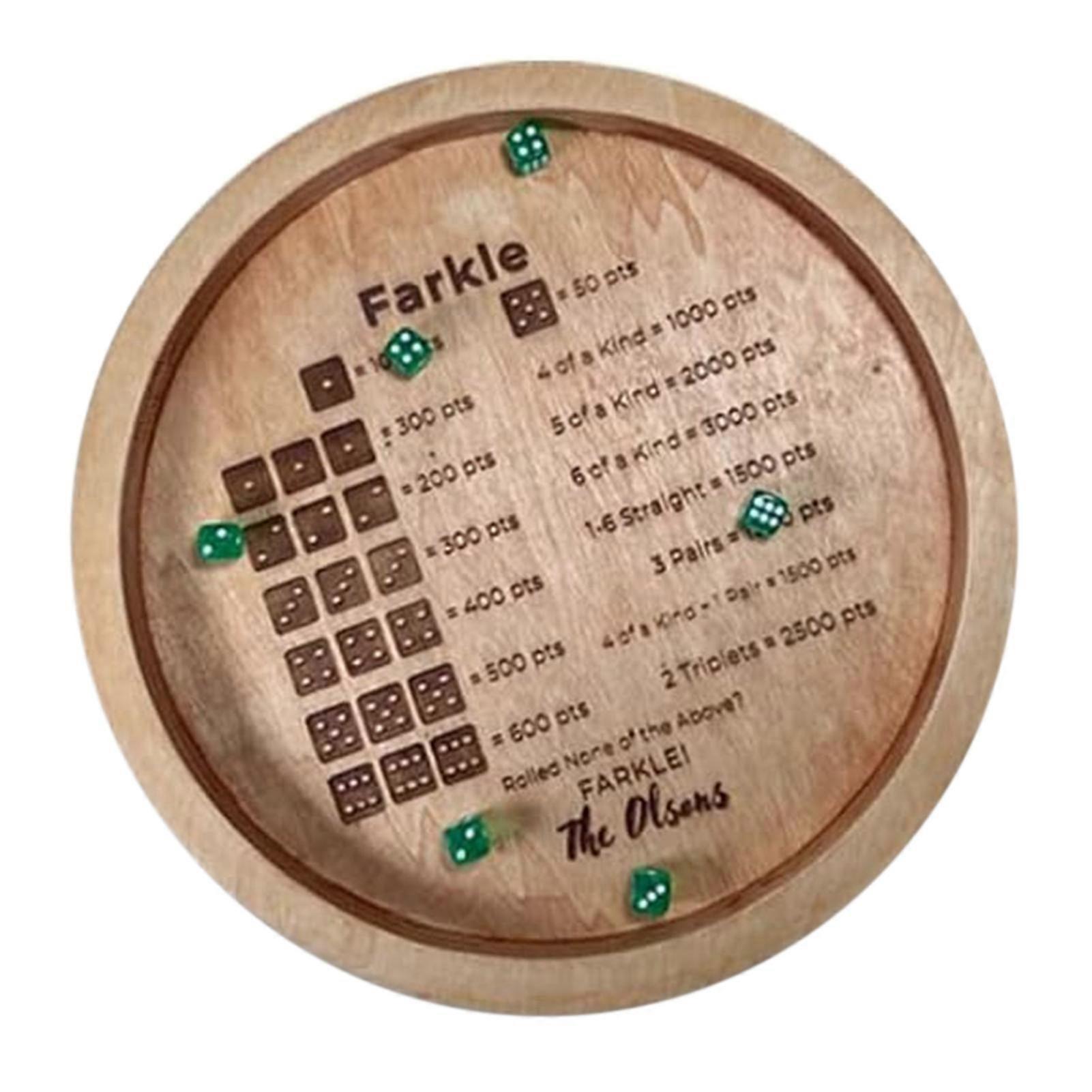 Farkle Game Dices Tray with Scoring Guide/Dices Portable Interactive Tabletop Game for Family Game Night