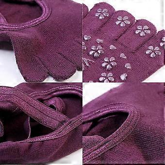 4 Paar Dames Antislip Yogasokken, Pilates Dames Sokken met Strepen voor Yoga, Pilates, Ballet, Dans, Fitness, Sport, Zwart/Wit/Donkergrijs/Roze