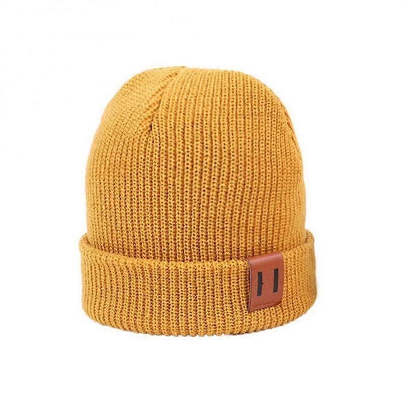 Adult Children's Knitting Wool Hat Winter Solid Color Warm Windproof Cap