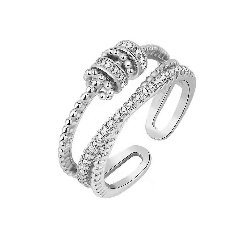 New ring Swivel Bead Copper Micro-zirconia Ring Silver
