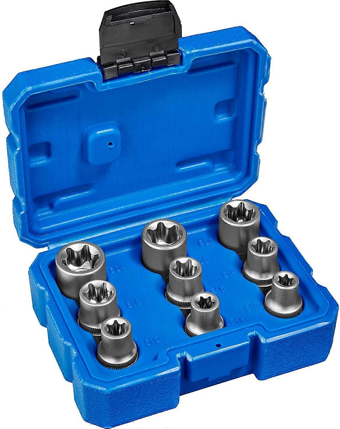 9-piece Torx socket wrench set, sockets with coding and ball groove