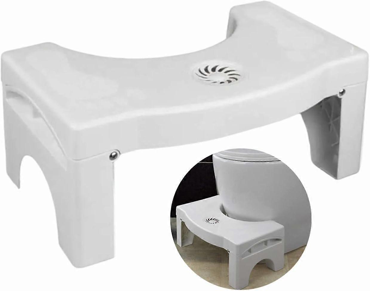 Folding Squatting Toilet Stool 7" Plastic Non-Slip Foldable Bathroom Stools Toilet Step Stool for Kids and Adults, Squat Aid Stool for Constipation Re
