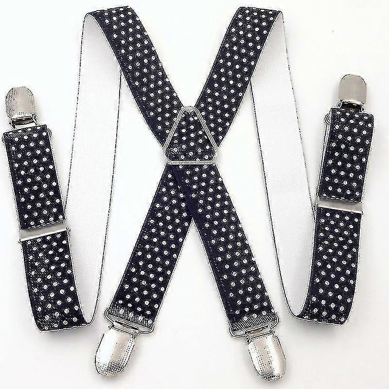 Men's Suspenders Wide Ultra Resistant Elastic 4 Extra Strong Clips In X - Adjustable Size Up To 65cm