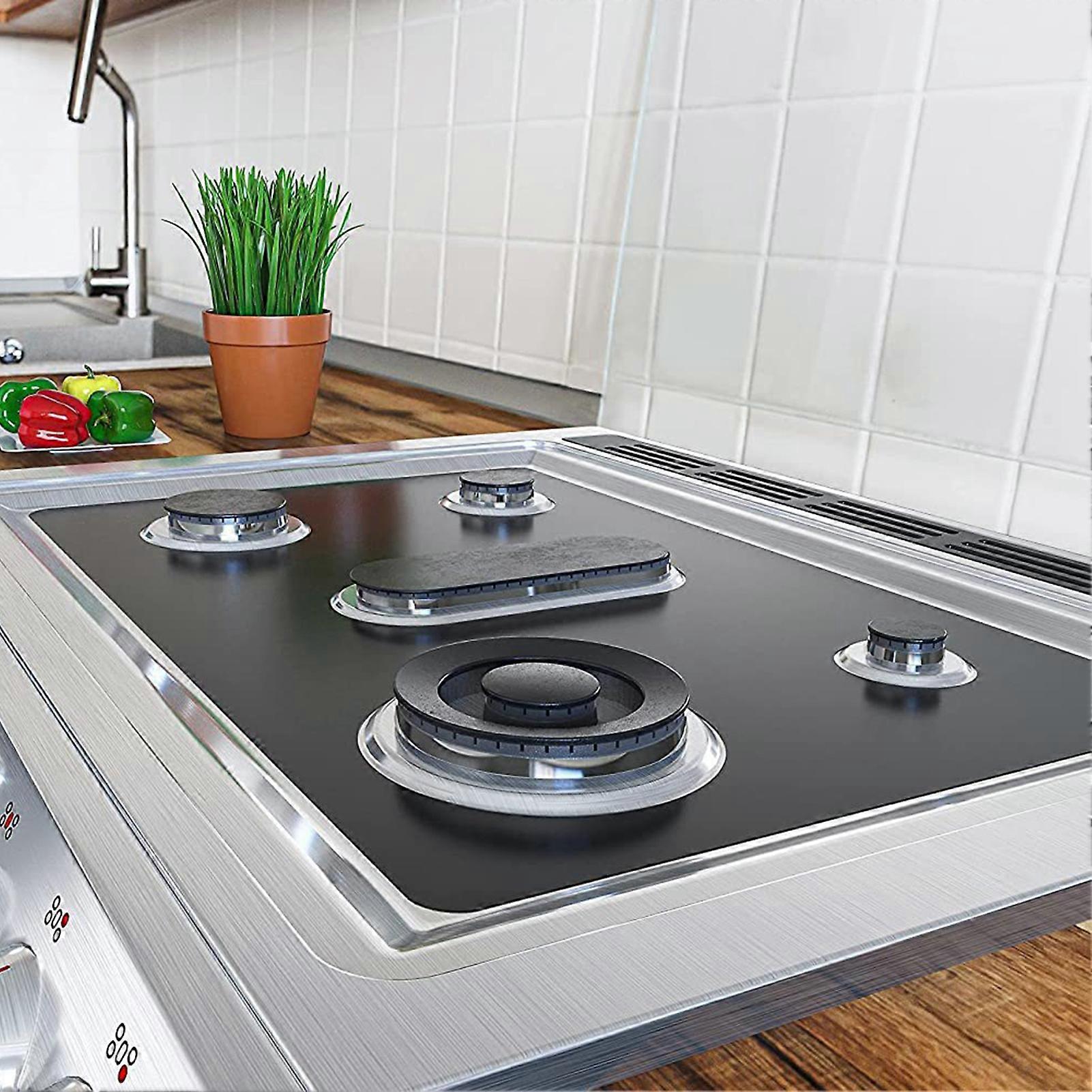 1 Set Gas Stove Top Cover with 5 Holes 3 Gap Strips Heat Resistant