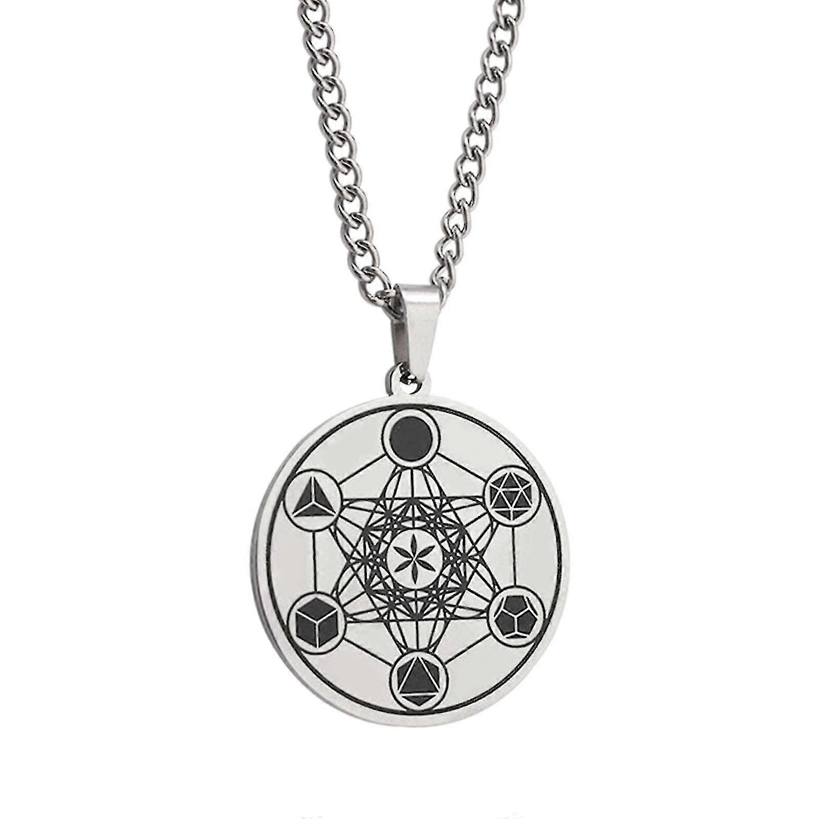 Rustfritt stål Metatron kube halskjede Flower Of Life Anheng Chakra Beste gave