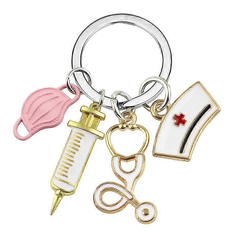4pcs Nurse Medical Syringe Stethoscope Keychain
