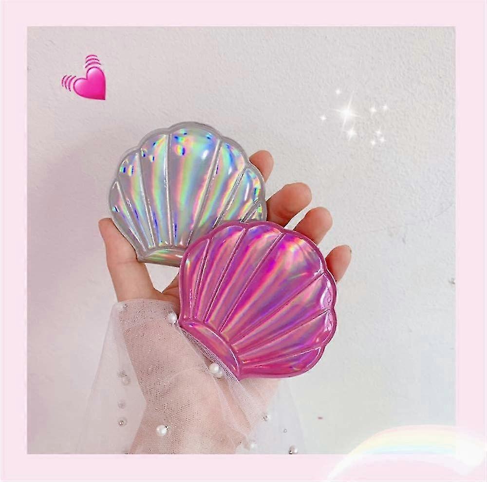 4 Color Shell Mirror, Double-sided Magnification Makeup Mirror