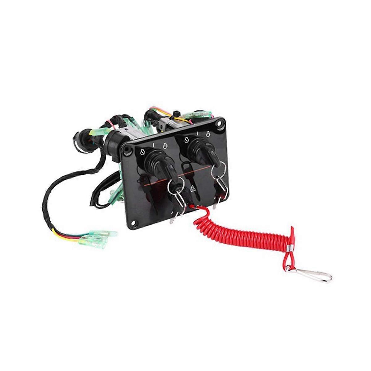 Dual Engine Key Switch Panel, 12V Dual Key Switch Panel Assembly for Outboard Engine Yacht 6K1-8257