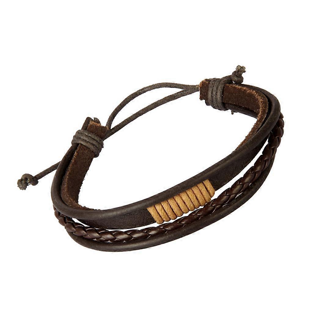 Punk PU Leather Braided Multi-layer Bracelet Bangle Bracelet Brown