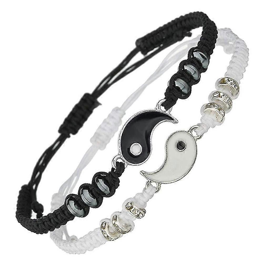 2 Pack Yin Yang Combinando Pulseiras - Amizade ou Casal Presente (Ajustável)