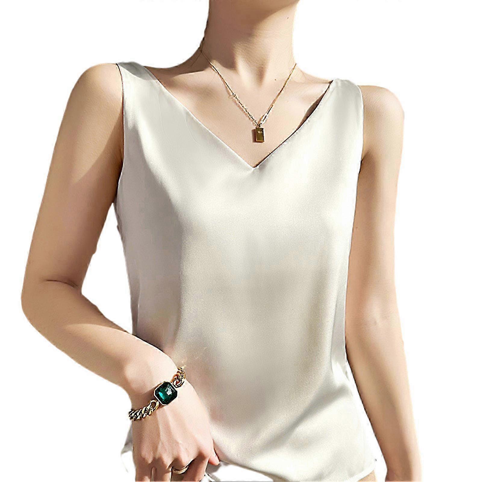 Débardeur en satin de soie pour femmes avec col en V Vêtements confortables pour la peau pour les femmes à usage quotidien