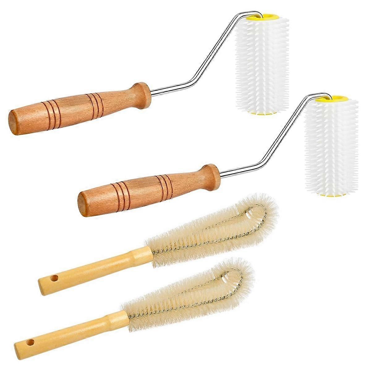 4 Pcs Honey Extractor Uncapping Needle Roller Tool with Wood Handle for Beekeeper, Honey Extractor