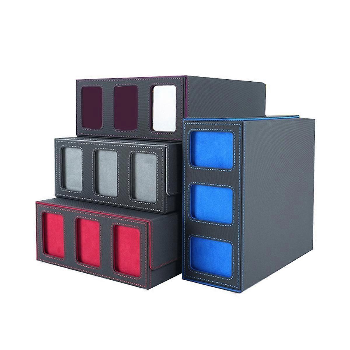 Storage Box for Trading Cards with Viewing Window Magnetic Closure Card Holder for Magic Game Cards Purple