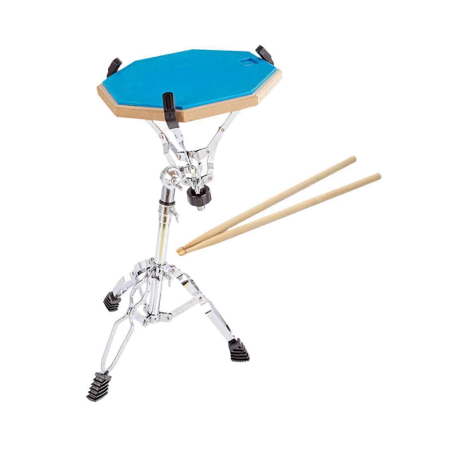 Practice Drum Pad and Stand with Drumsticks for Rudiments Practice Beginners Blue