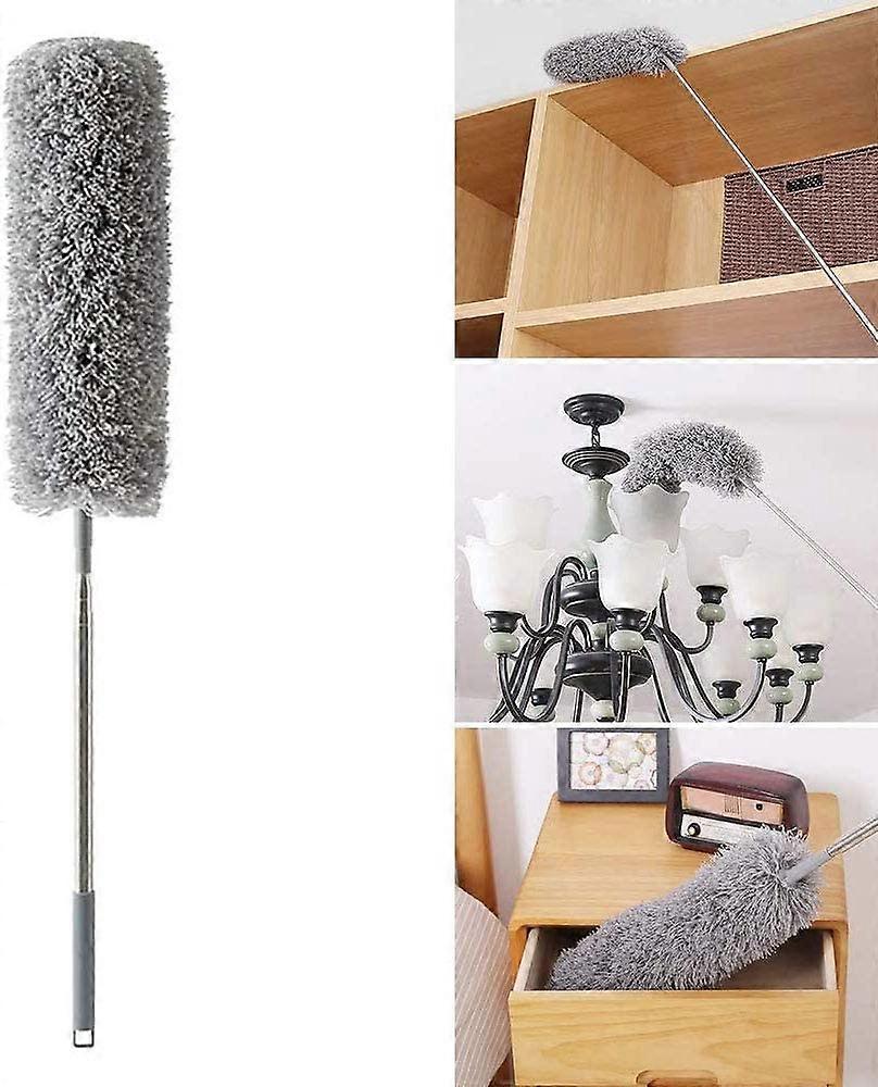 Extendable dusters with stainless steel telescopic rod, microfiber dust mop with foldable corner broom, effortlessly removes dust and cobwebs, extra l