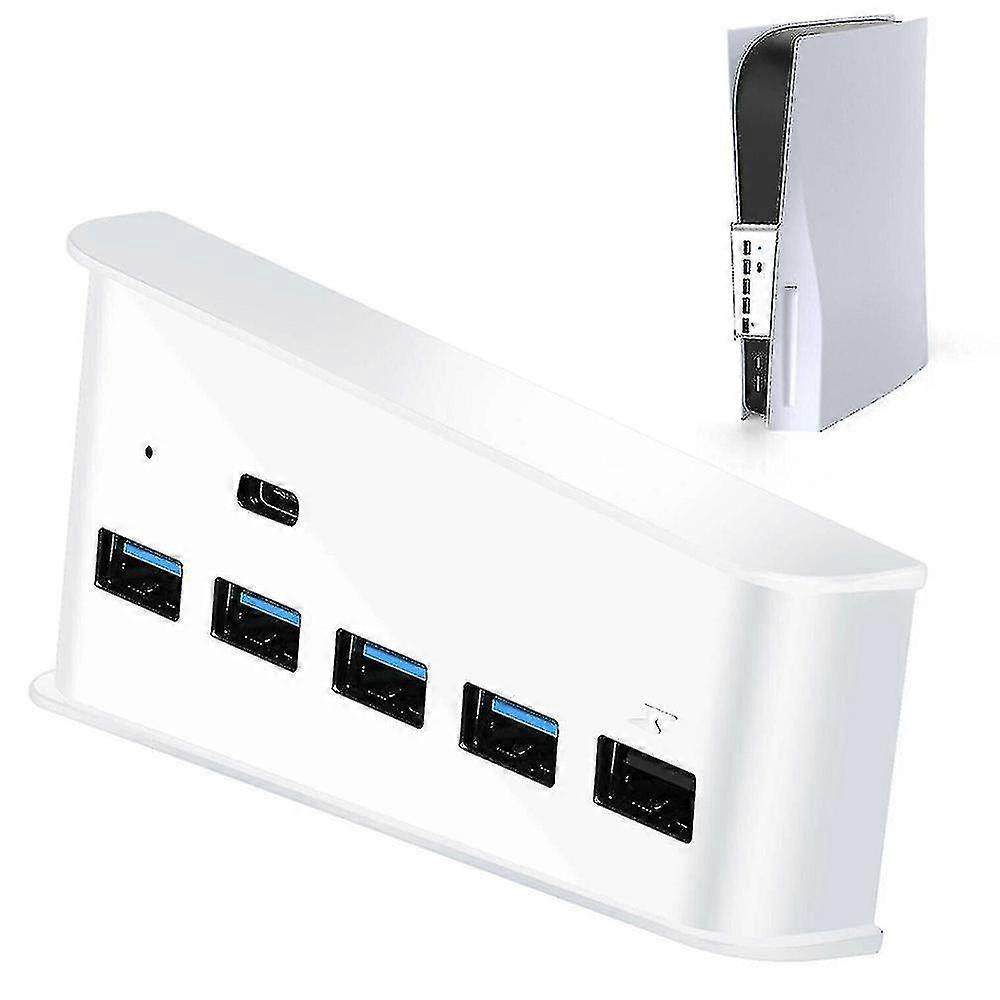 Adattatore di espansione splitter hub USB 5 porte USB A 1 porta USB C per PS5 Playstation (hy) Bianco