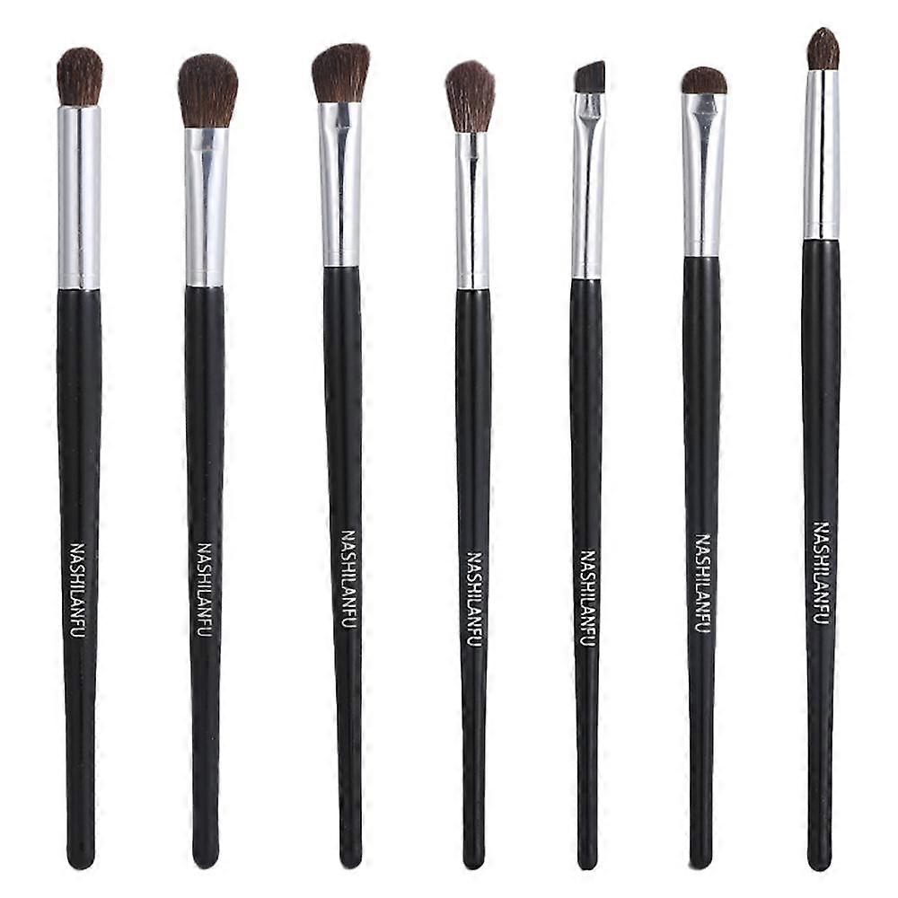 Makeup Brush Set - 7 pcs Professional Eye Make Up Brushes for Eye Shadow Blending, Eyeliner, Crease, Shader, Highlighter, Definer, Black Labeled, Affo