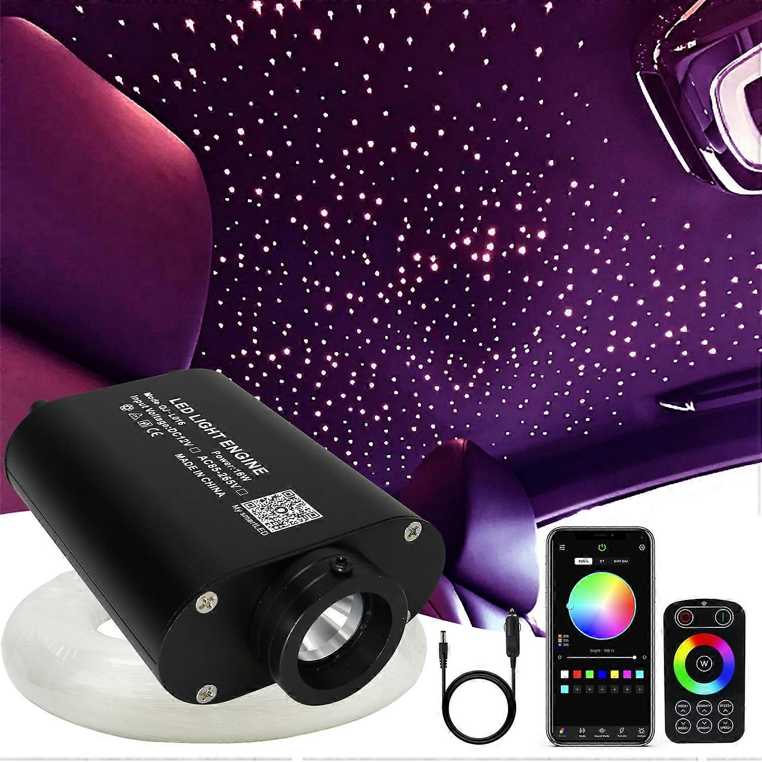 DC12V 16W RGBW سقف السيارة ستار لايت LED أضواء السقف السماء المرصعة بالنجوم اكسسوارات السيارات مصباح اللمس RF سقف ستار ضوء الألياف الضوئية