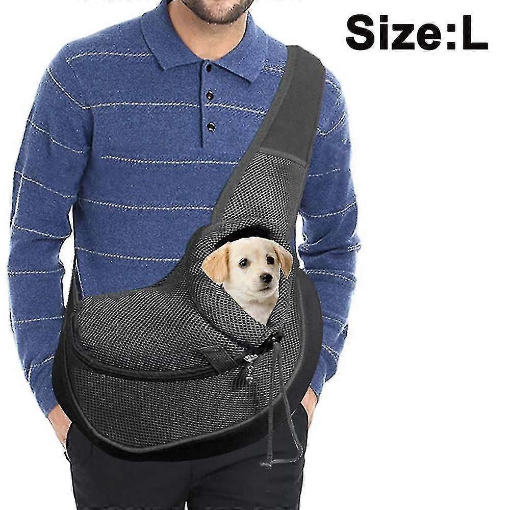 ペットの犬のスリングキャリア、通気性メッシュ旅行ペットハンズフリースリングバッグ調節可能なパッド入りストラップフロントポーチシングルショルダーバッグ犬猫用