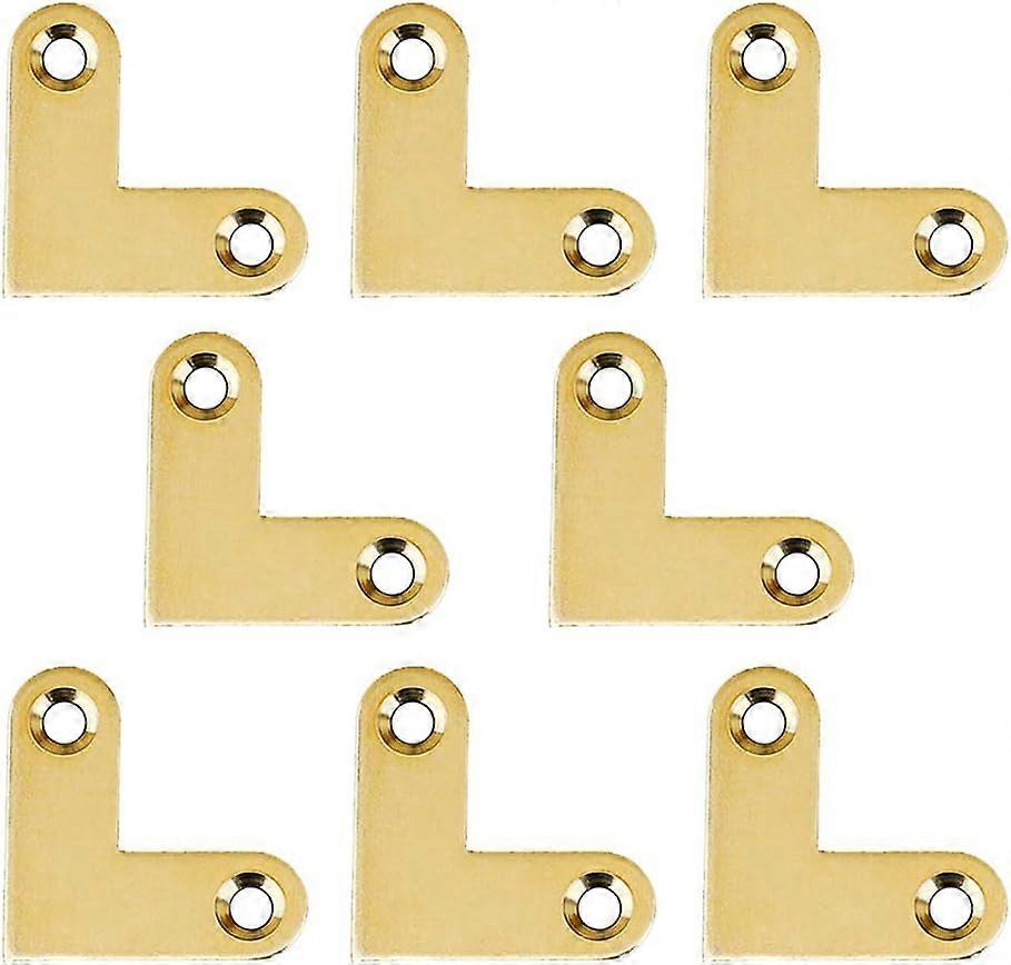 perfect 8-Piece Antique L-Shaped Brass Flat Corner Bracket Joint Flat Corner Bracket Plate Support Drawer Fixing Corner Code