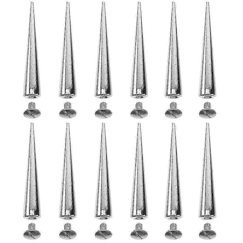 10pcs Solid Punk Bullet Large Spikes Metal Leather Rivets Diy Silver Cone Studs