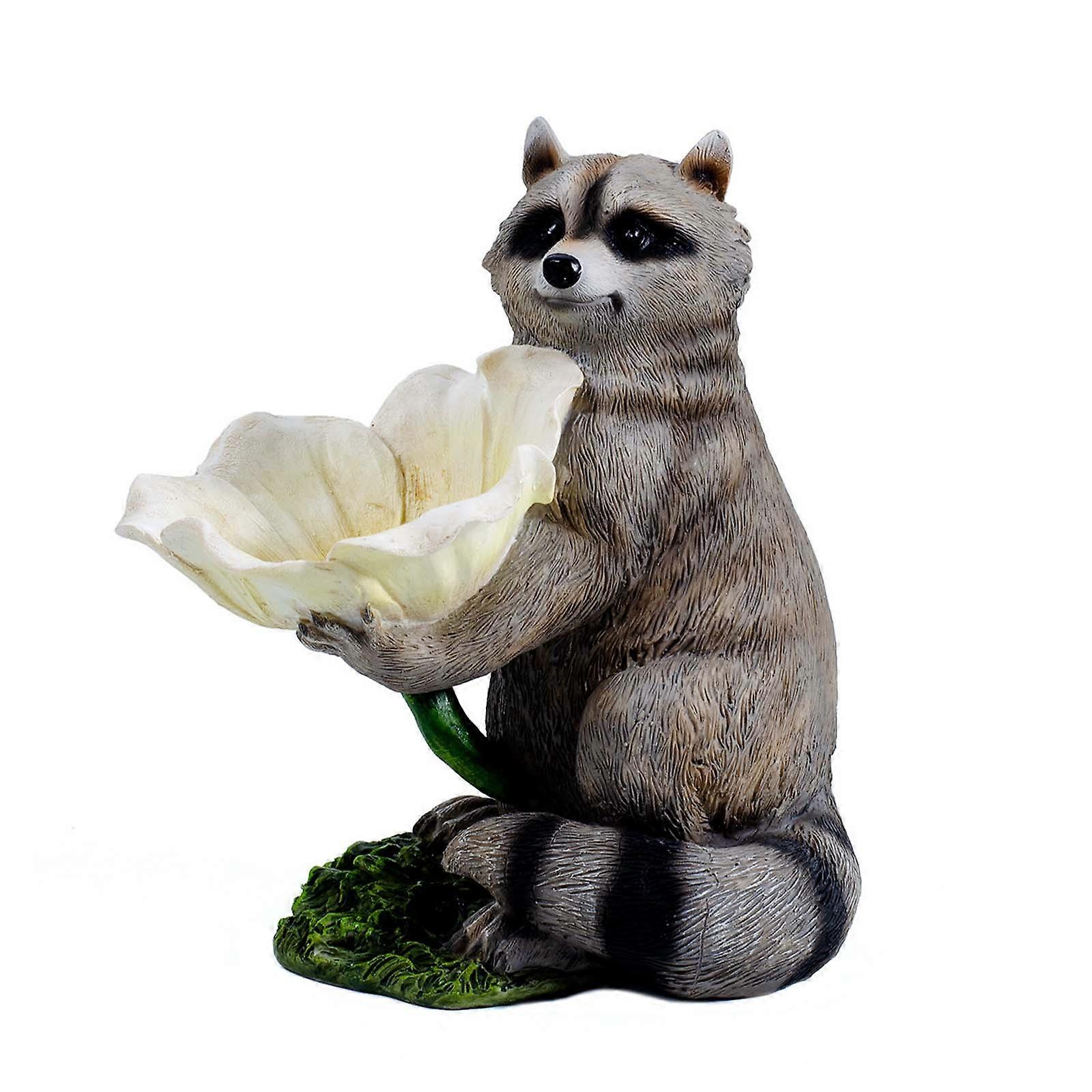 Animal Raccoon Ornament Outdoor Feeder Polyresin Birdbath Bird Bath For Home Garden