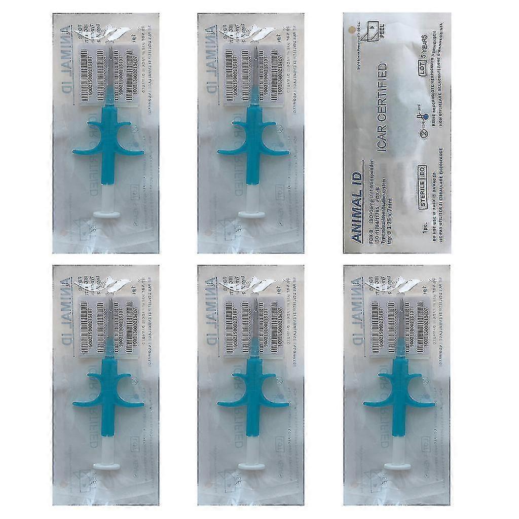 6 حقيبة / مجموعة حقنة رقاقة الحيوان قابلة للزرع تحديد هوية الكلاب رقائق الحيوانات الأليفة