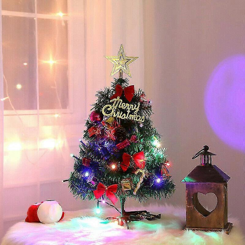 Mini Christmas Tree, 30cm Tabletop Small Xmas Trees With Lights Ornaments, Table Decor Battery Operated Pre-lit Artificial Christmas Trees