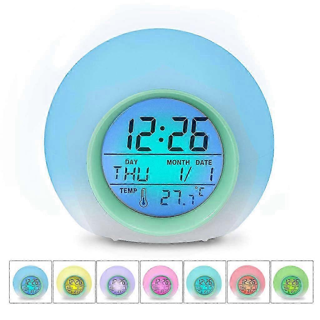 Kids Alarm Clock - Wake Up Light Digital Clock With 7 Colors Changing, Press Control And Snooze Fun