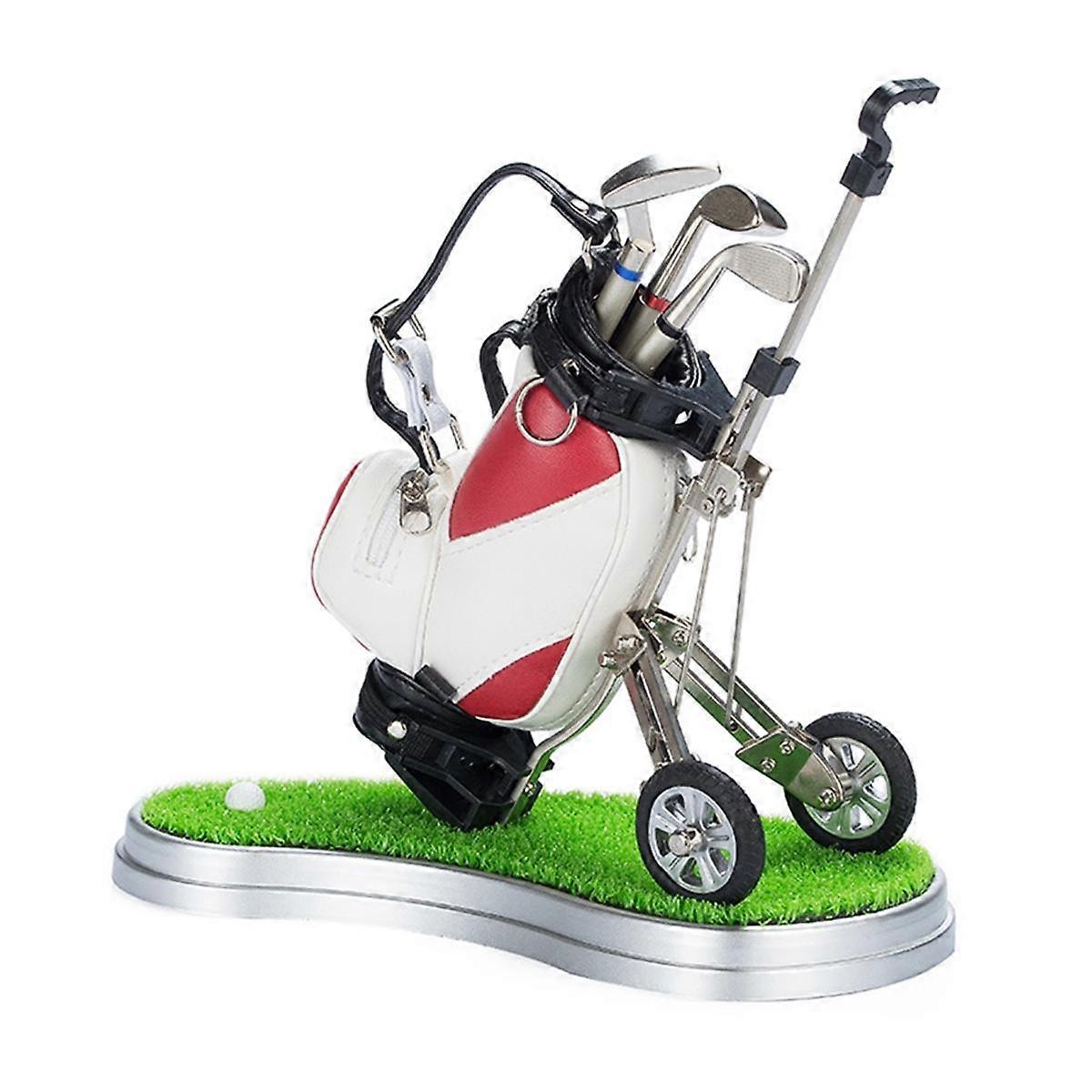 Mini Golf Pen Holder Desktop Decoration Golf for Men Golfers for Men Office Supplies Decor with Pen Red