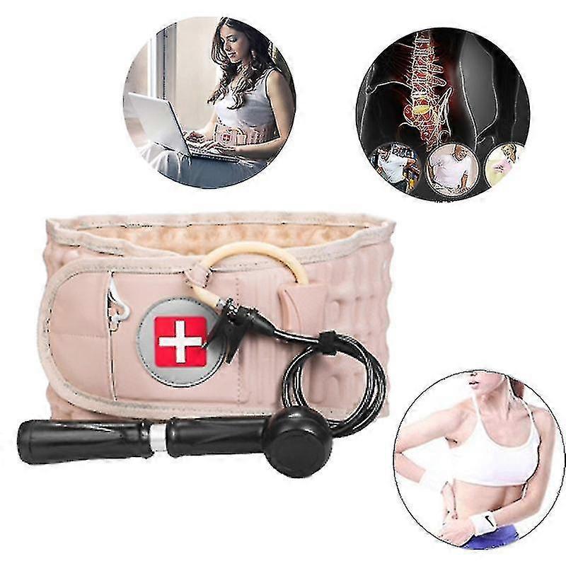 Décompression Lumbar Support Belt Waist Air Traction Brace Spinal Back Relief Belt Backach Pain Release Massager Unisexe