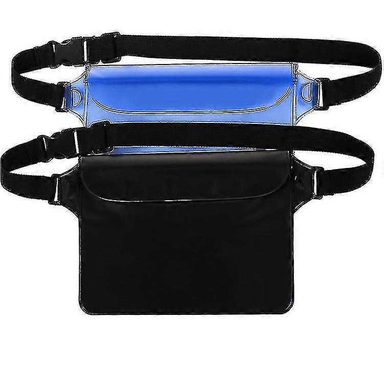 שקית אוניברסלית למים עם רצועת מותן (2 חבילות כחולות ושחורות) לחוף הים, שחייה, שייט, דיג, קמפינג - הגן על האייפון שלך, מצלמה, מזומן