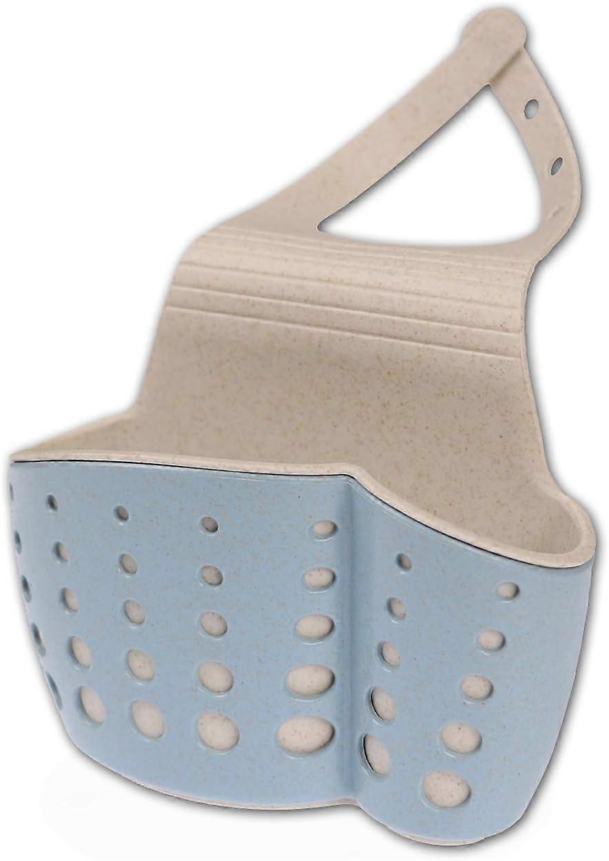 sink caddy sponge holder for kitchen sink faucet hanging caddy organizer for sponge, brush, soap and towel Blue