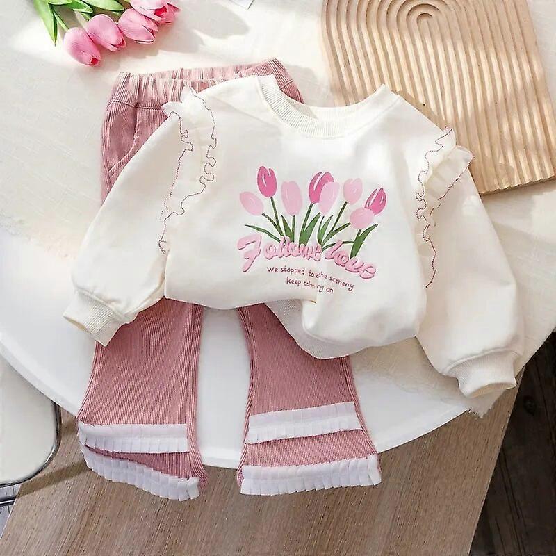 Roupa Infantil Cute Child Set Korean Autumn Infant Top and Bottom Set Groups of Pant Girl Printed Long Sleeve Top PulloverKIDS Outfit Sets