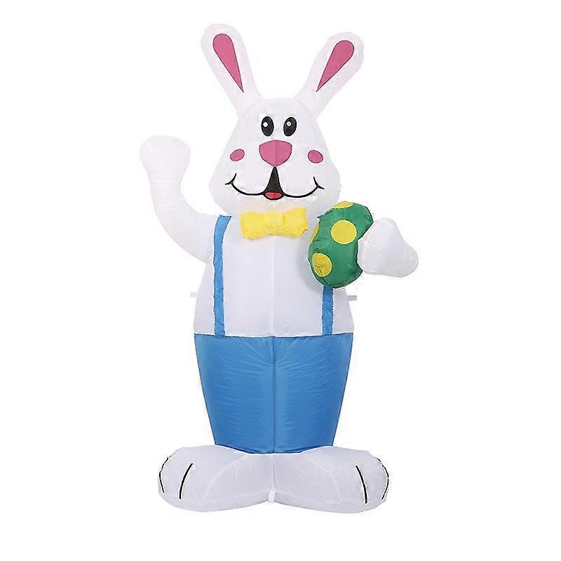 6FT High Easter Blue Bunny Holding Easter Egg Inflatable Yard Decorations